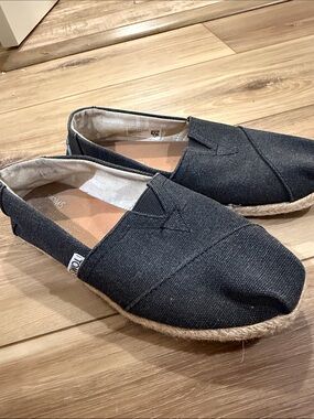 Toms Black Canvas Slip-On Espadrilles